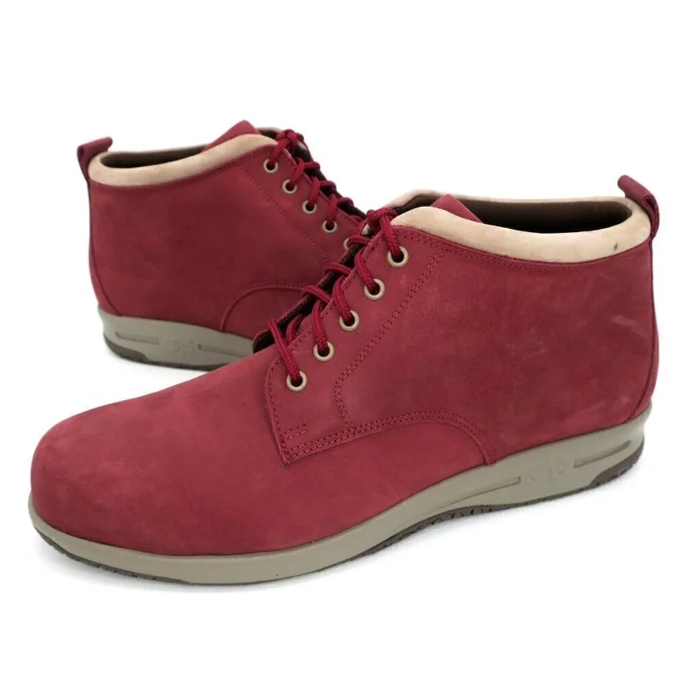 SAS Gretchen Ankle Chukka Boots Maroon Leather Lace Slip Resistant Women's 12N